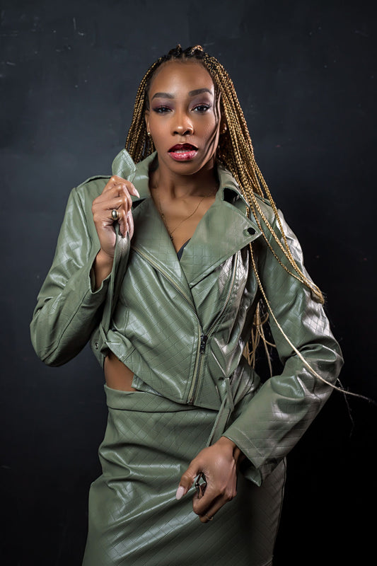 QUILTED MOTO JACKET SET